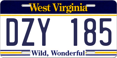 WV license plate DZY185