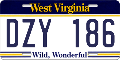 WV license plate DZY186