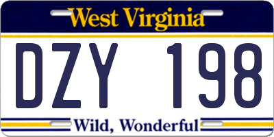 WV license plate DZY198