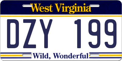 WV license plate DZY199
