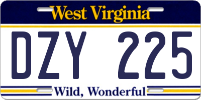 WV license plate DZY225