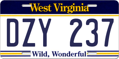 WV license plate DZY237