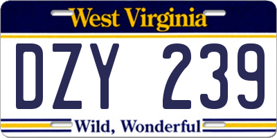 WV license plate DZY239