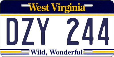 WV license plate DZY244