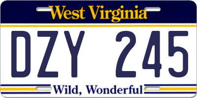 WV license plate DZY245