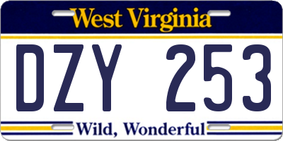 WV license plate DZY253