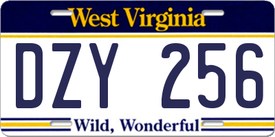 WV license plate DZY256