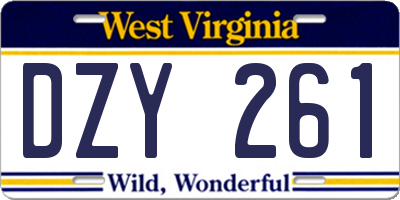 WV license plate DZY261