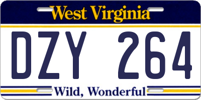 WV license plate DZY264