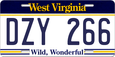 WV license plate DZY266