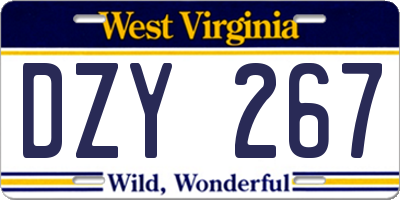 WV license plate DZY267