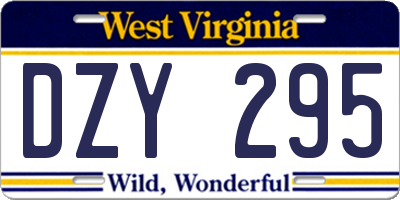 WV license plate DZY295