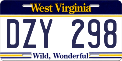 WV license plate DZY298