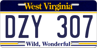WV license plate DZY307