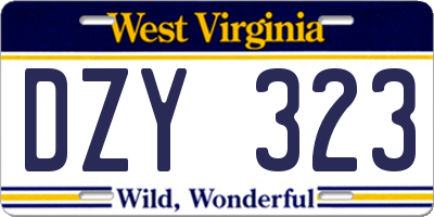 WV license plate DZY323