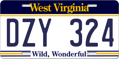 WV license plate DZY324