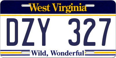 WV license plate DZY327
