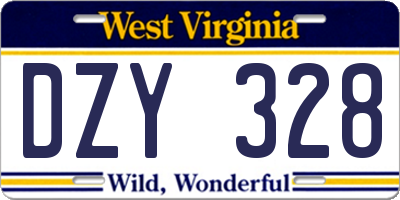 WV license plate DZY328