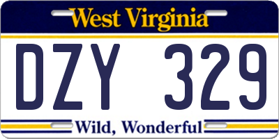 WV license plate DZY329