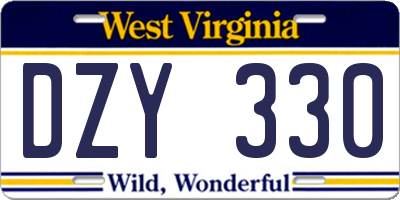 WV license plate DZY330