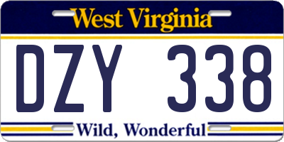 WV license plate DZY338