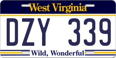 WV license plate DZY339