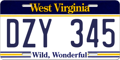 WV license plate DZY345