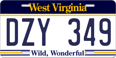 WV license plate DZY349