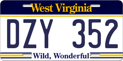 WV license plate DZY352