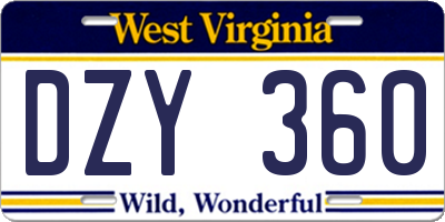 WV license plate DZY360