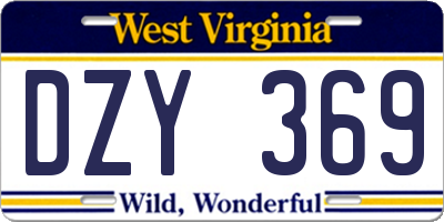 WV license plate DZY369
