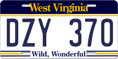 WV license plate DZY370