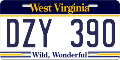WV license plate DZY390