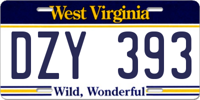 WV license plate DZY393