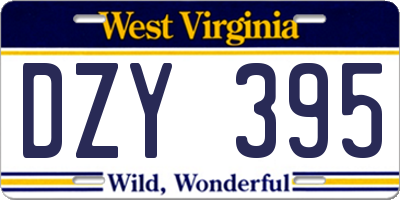 WV license plate DZY395