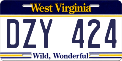 WV license plate DZY424