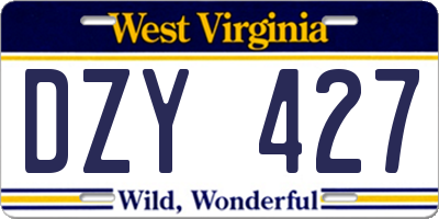 WV license plate DZY427