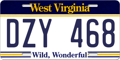 WV license plate DZY468