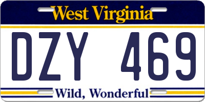 WV license plate DZY469