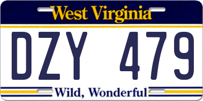 WV license plate DZY479