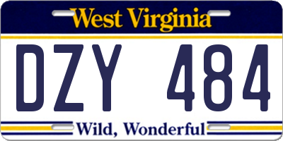 WV license plate DZY484