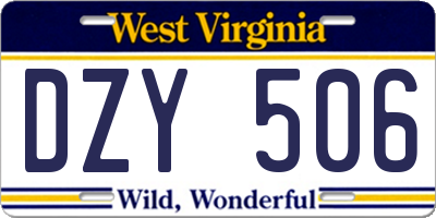 WV license plate DZY506