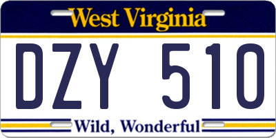 WV license plate DZY510