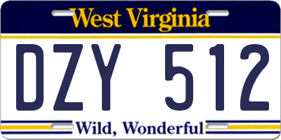 WV license plate DZY512