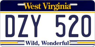 WV license plate DZY520