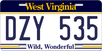 WV license plate DZY535