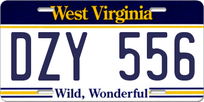 WV license plate DZY556