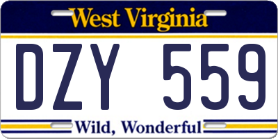 WV license plate DZY559