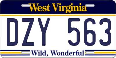 WV license plate DZY563