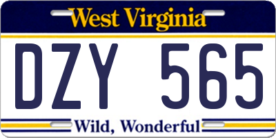 WV license plate DZY565